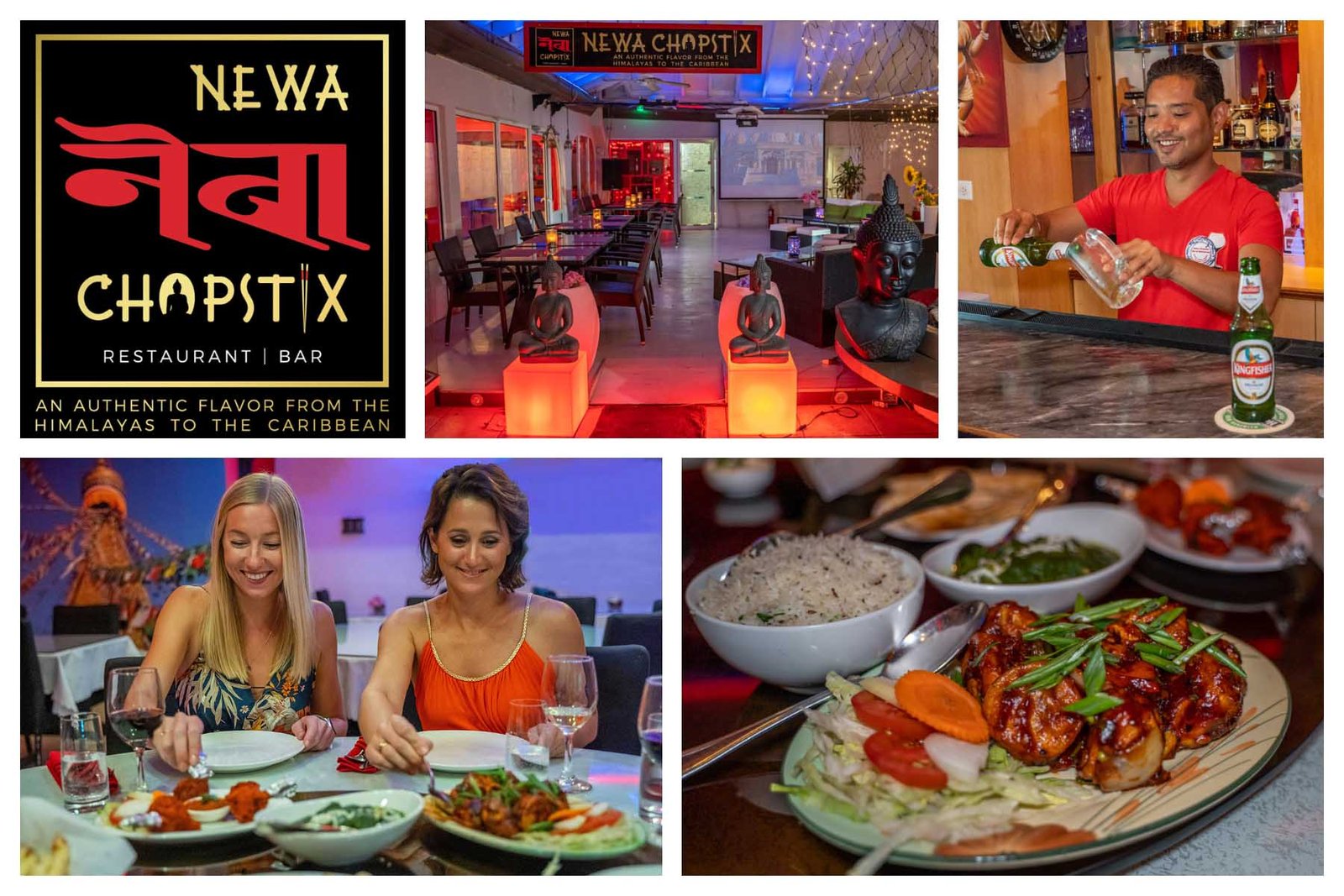 Newa Chopstix Philipsburg - Himalayan Restaurant -Location Philipsburg - Front Street St Maarten - Lunch or Dinner in the Capital - Authentic Nepalese, Indo-Chinese, Newari, Thai.