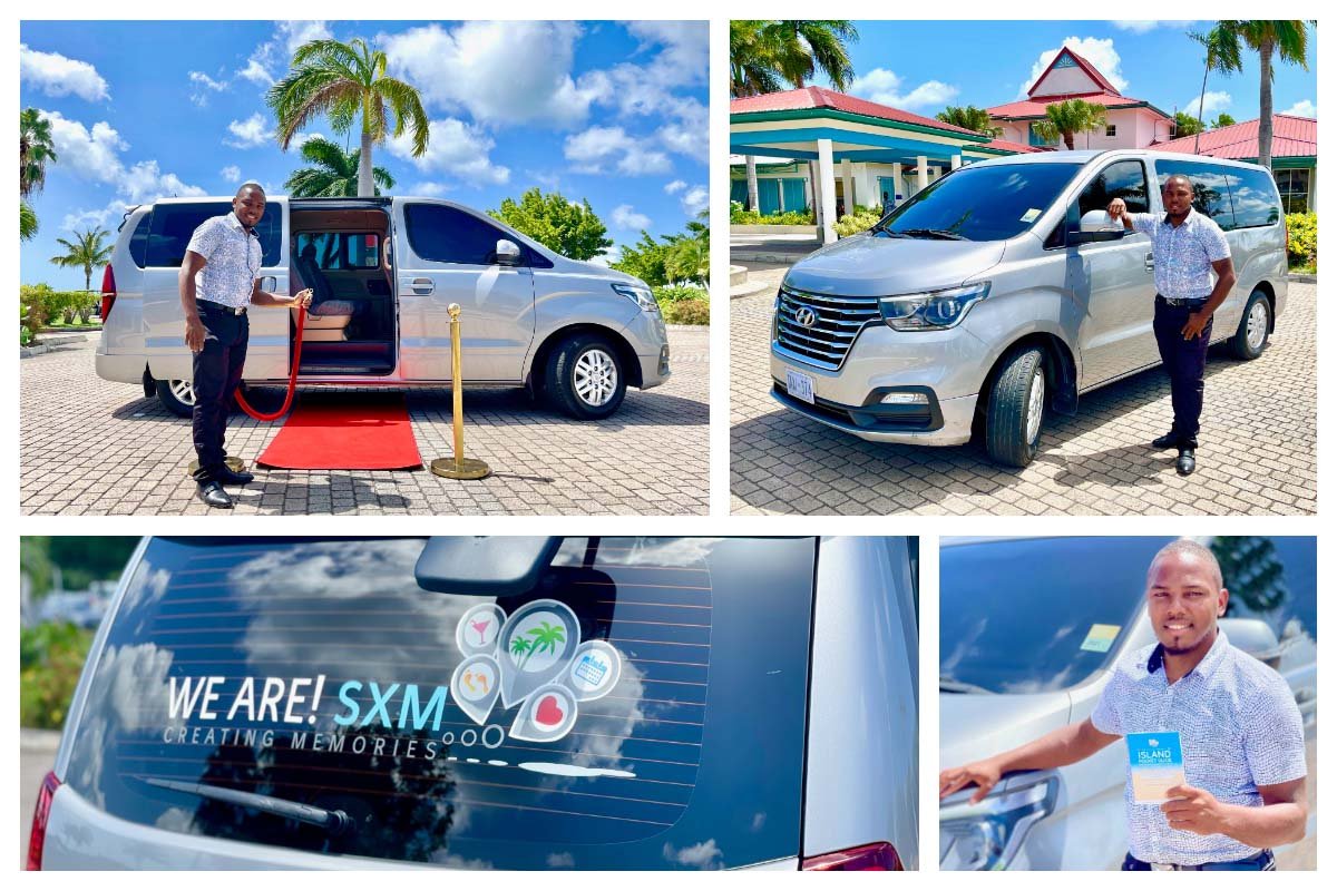 Taxi 374 Joel – Red Carpet rolled out for you at the Van – Island Guide in Bus Alius Dede - Taxi 58, Toyota Bus, Group Cab, Family Taxi - Uber St. Martin - St. Maarten I