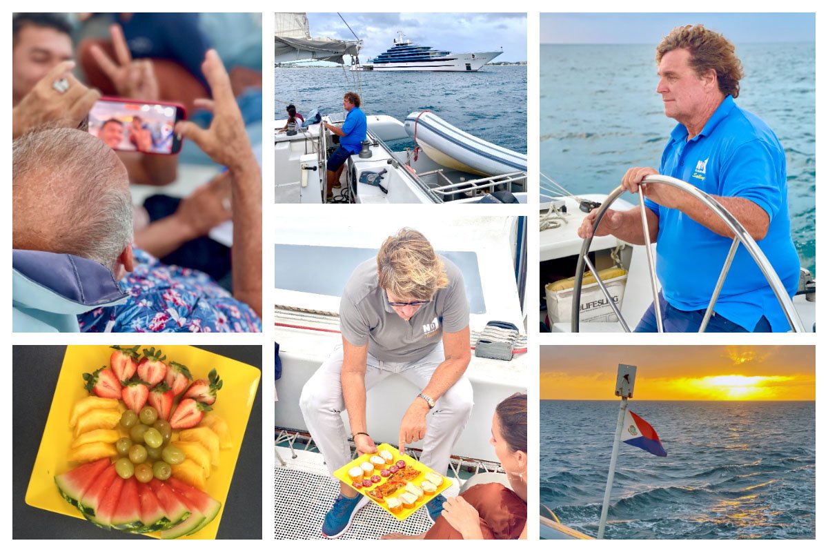“与 Number 1 Sailing 一起体验难忘的航行 SXM – Mirian 和 Pieter” 排名第一的帆船 SXM - Mirian & Pieter,白天或日落航行,浪漫之旅 wind 用饮料和食物补充能量!S