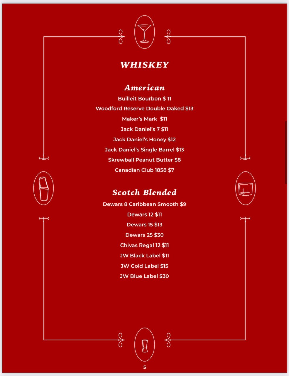 Premium whiskey selection at Kingsman Lounge in Simpson Bay, featuring aged Scotch, Bourbon, and Japanese whiskies