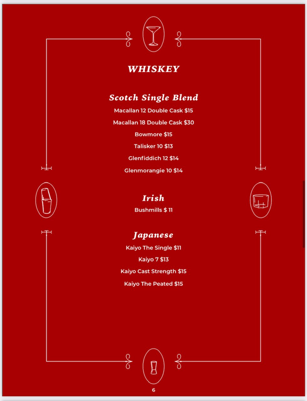 Premium whiskey selection at Kingsman Lounge in Simpson Bay, featuring aged Scotch, Bourbon, and Japanese whiskies.