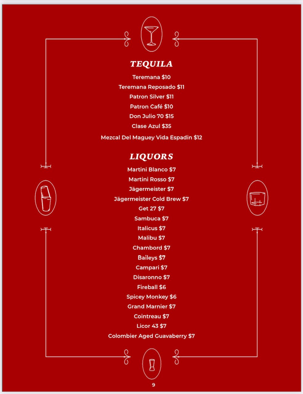 Premium tequila and liquors selection at Kingsman Lounge in Simpson Bay, St. Martin