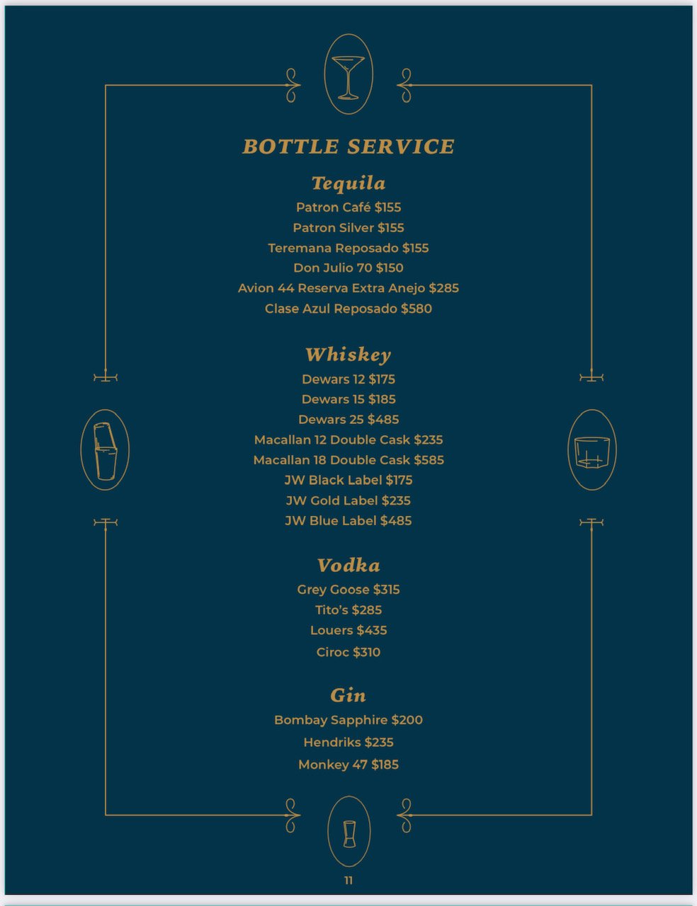 Elegant bottle service setup at Kingsman Lounge in Simpson Bay, featuring premium spirits and mixers.