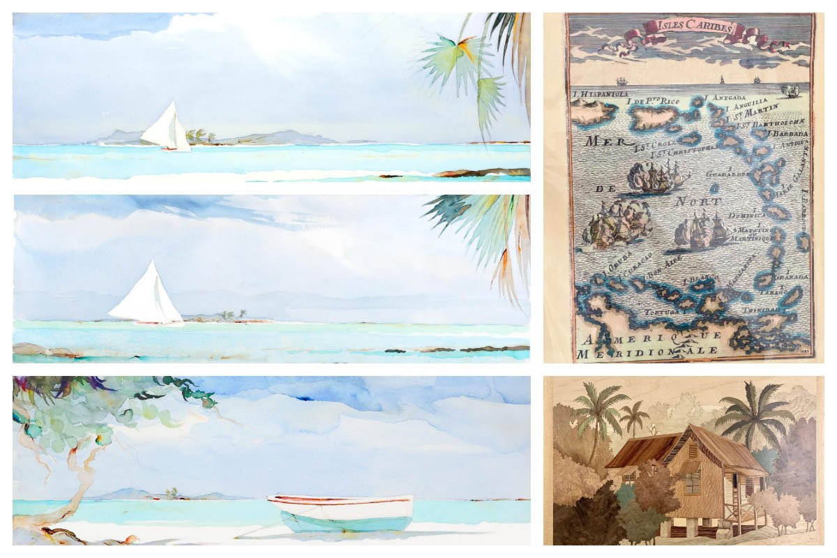 Aintoine Chapon, Old Caribbean Maps, Paintings on Wood - Unique pieces of Art in SXM and St Barth S