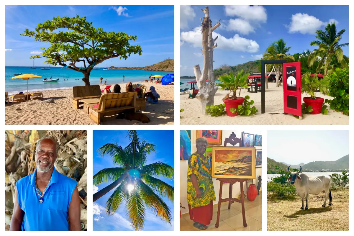 “Art & Cuisine at Friars Bay: Discover Ruby Bute’s Gallery and Gutside Restaurant” Friars Bay Beach - Ruby Bute at her Art Gallery and Richard at the Gutside Restaurant