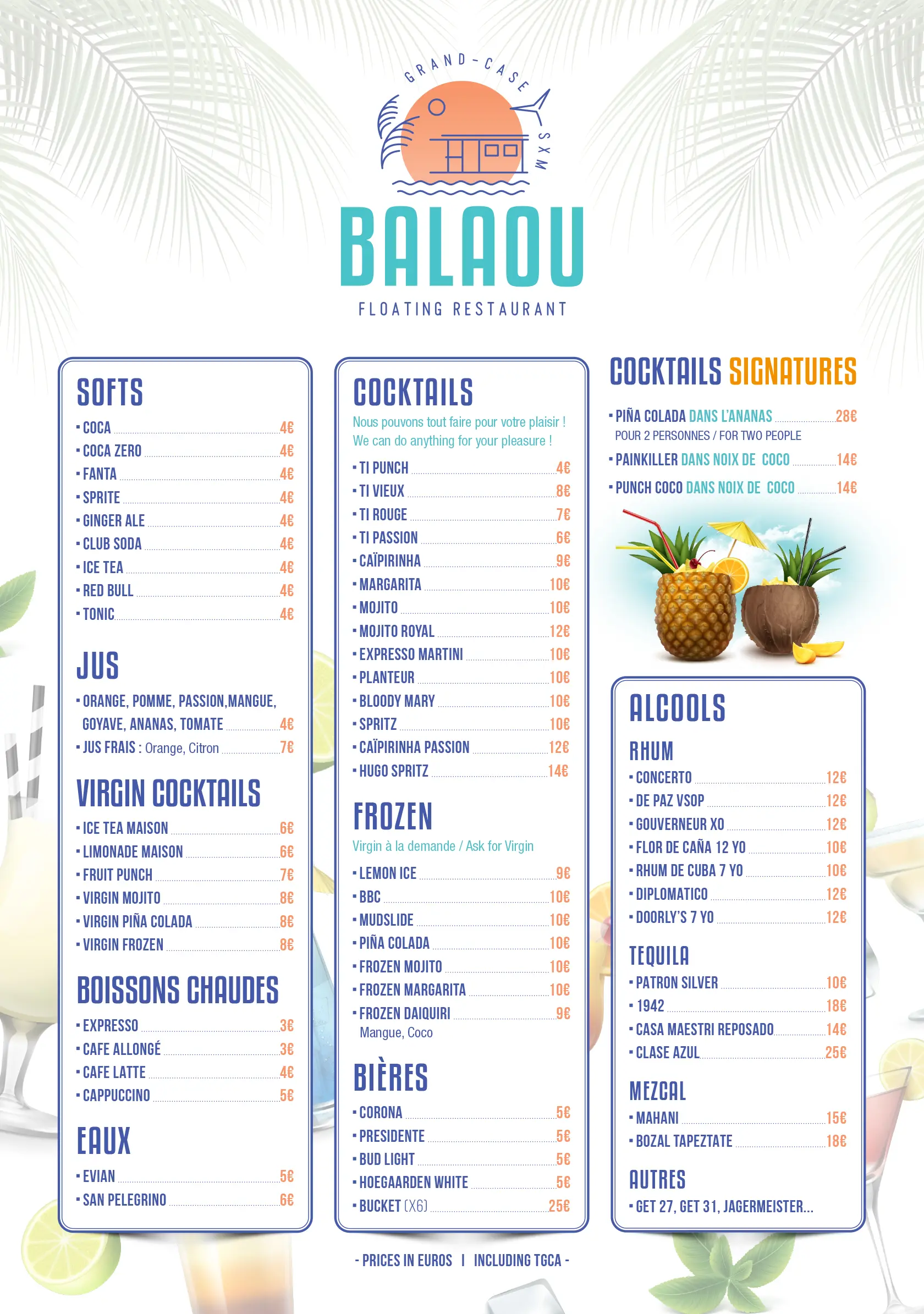 Ocean Lounge Cocktail Menu Season 2023-2024