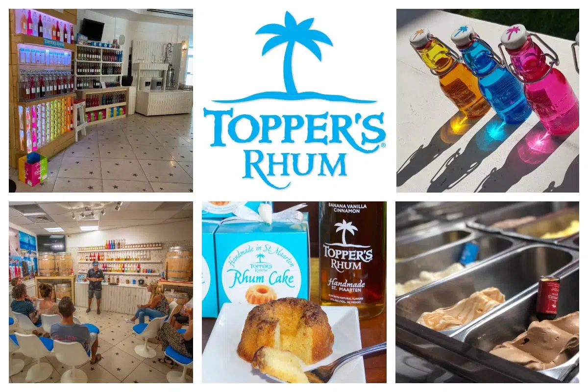 Topper’s Rhum Distillery in Simpson Bay – Ice cream, Rhum, cake and Island souvenirs Topper's Rhum Tour Location - Cole Bay - Hand Made Rum / Rhum Distillery