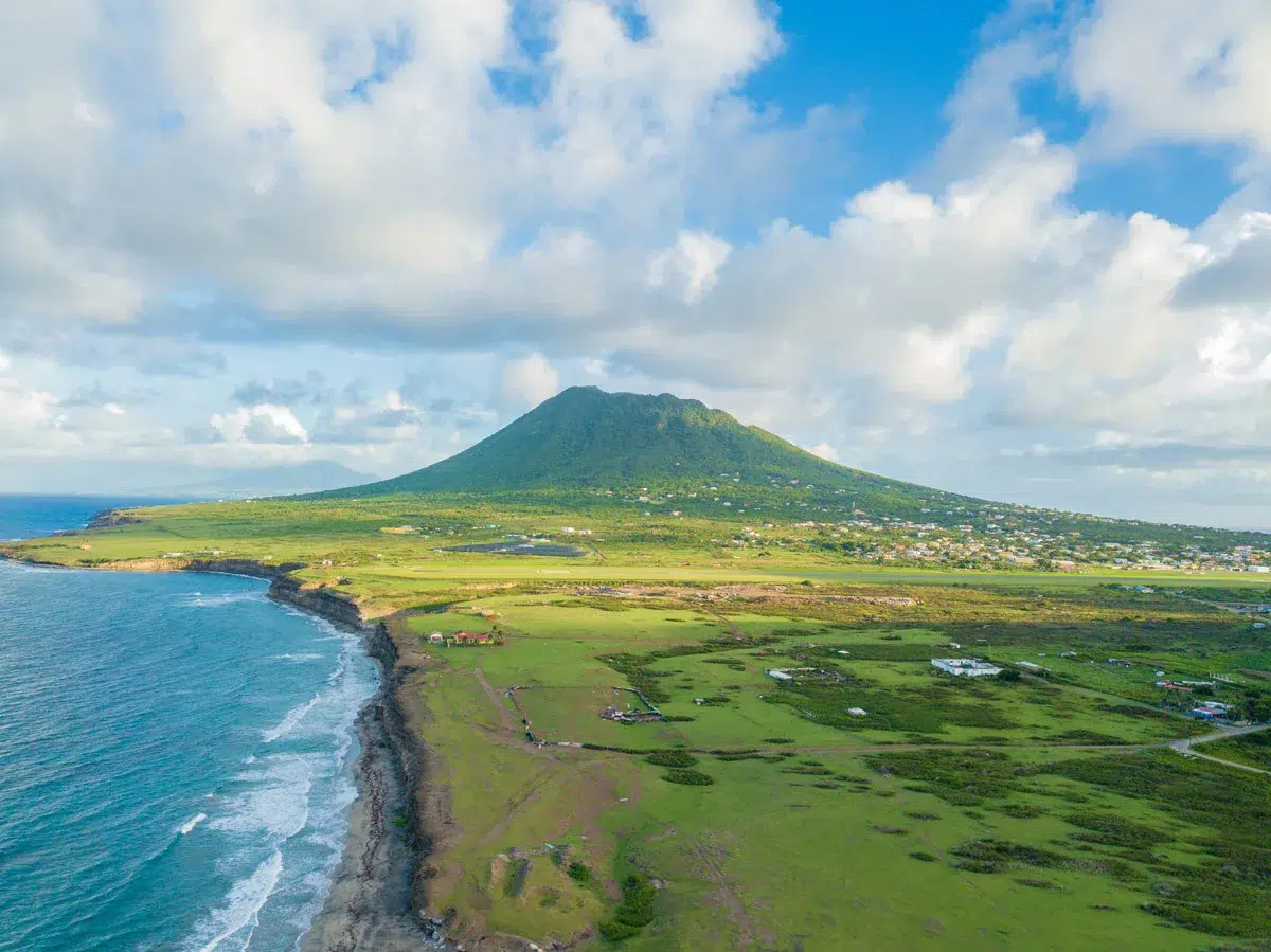 Statia-view-towards-Quill View from Saba - Mas'Cohones Hill