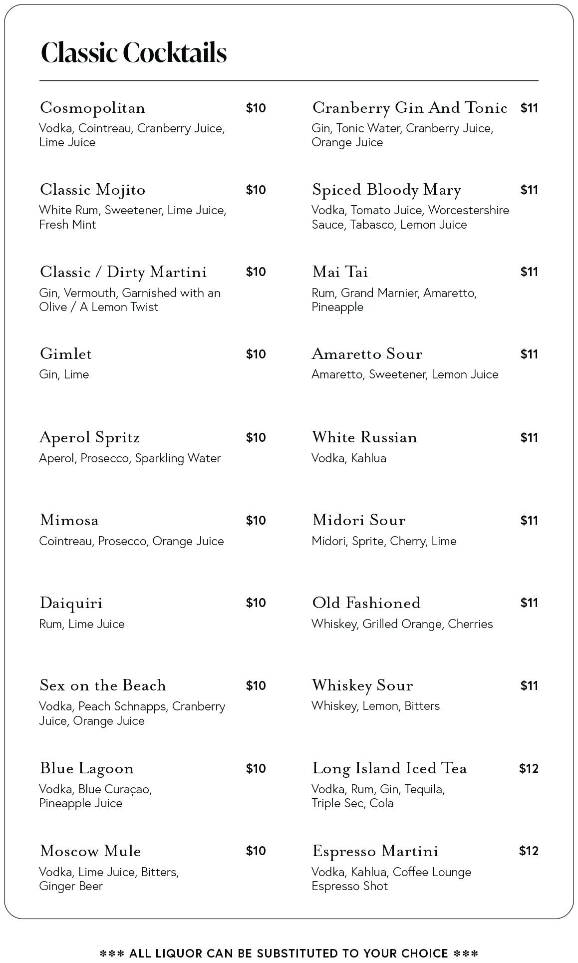 Classic cocktails at Bold Buddha in Philipsburg, St. Maarten