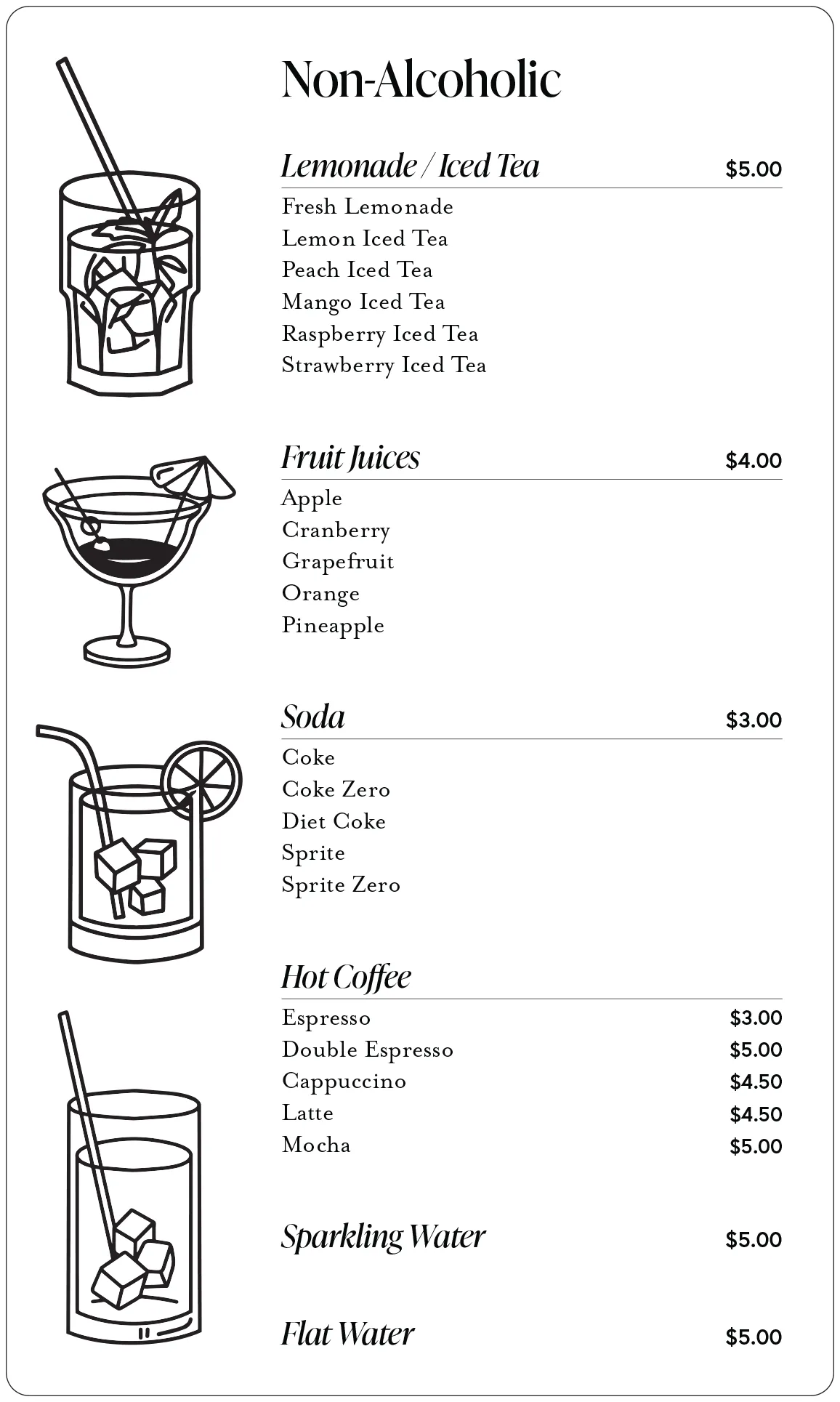 Freshly prepared mocktails and lemonade at Bold Buddha in Philipsburg