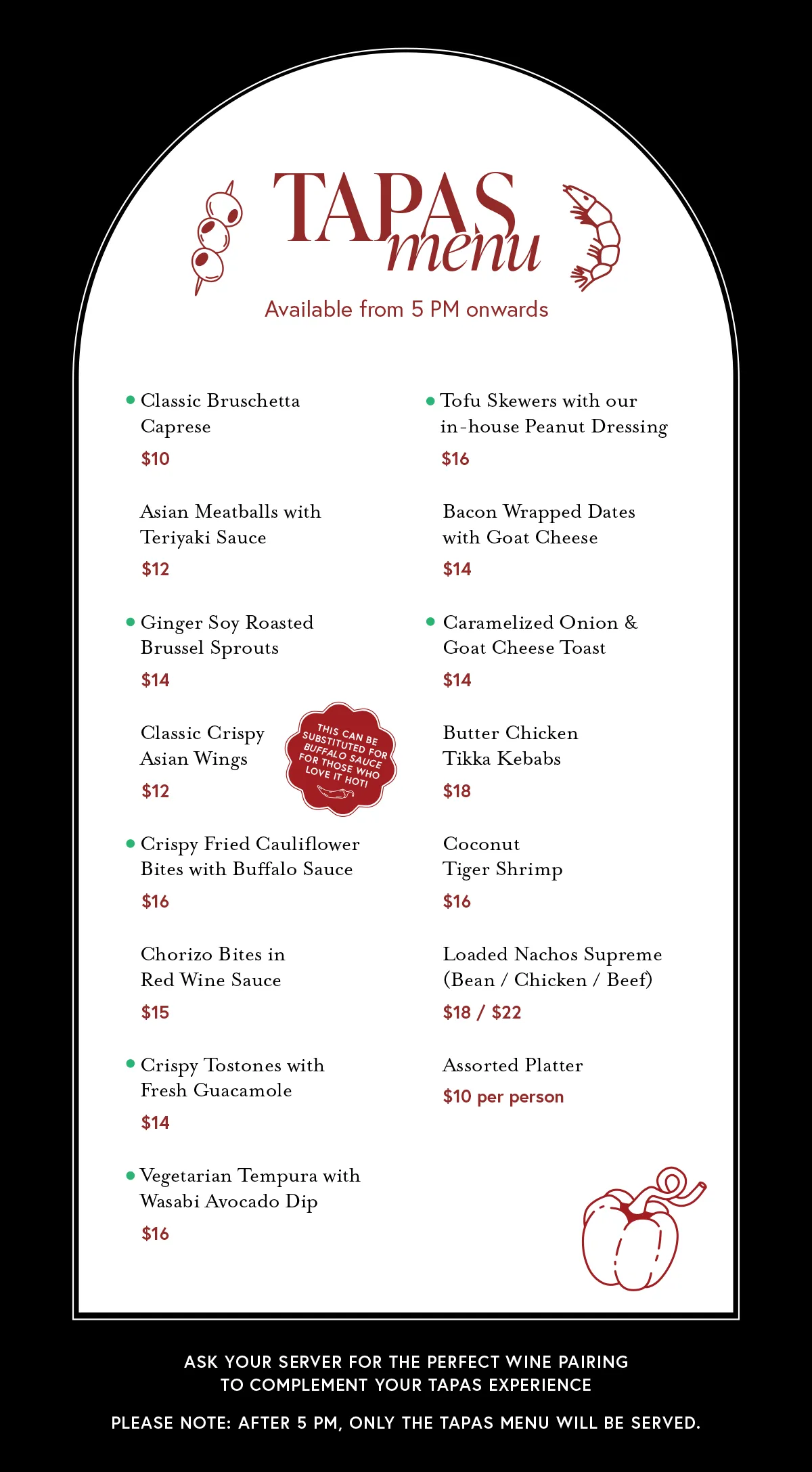 Bold Buddha's 2025 tapas menu featuring small shareable bites in Philipsburg