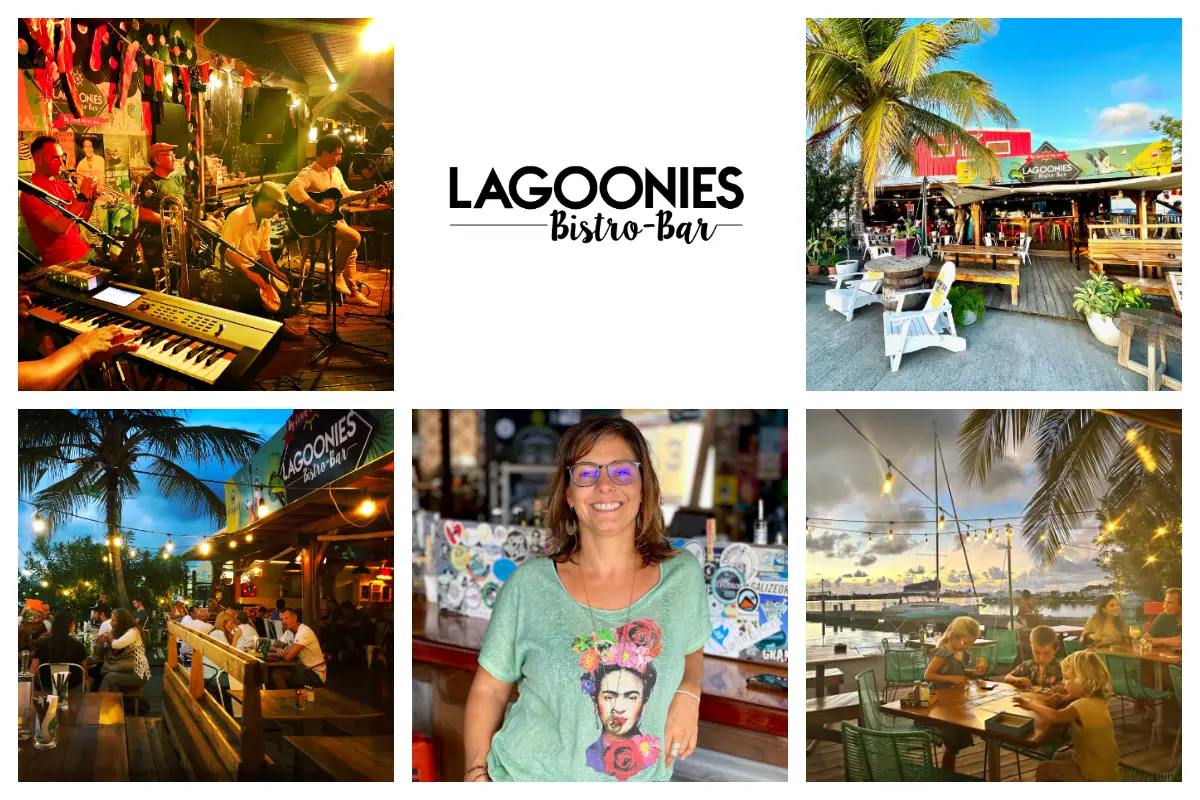 Lagoonies Bistro in Cole Bay, French style bar and restaurant at the Waterfront Lagoonies Bistro in Cole Bay, French style bar and restaurant at the Waterfront