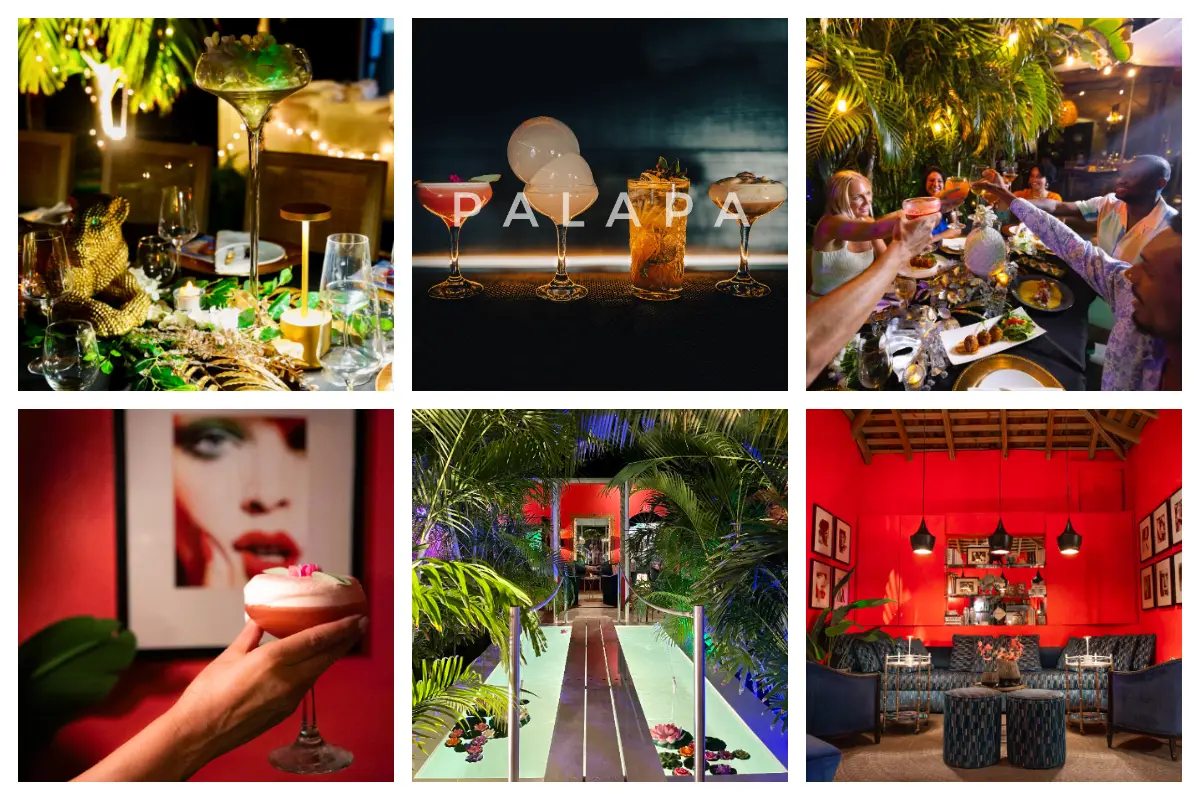 Palapa Grill in Simpson Bay - Elegant, Chic, Fine Dining experience with colorful decor.