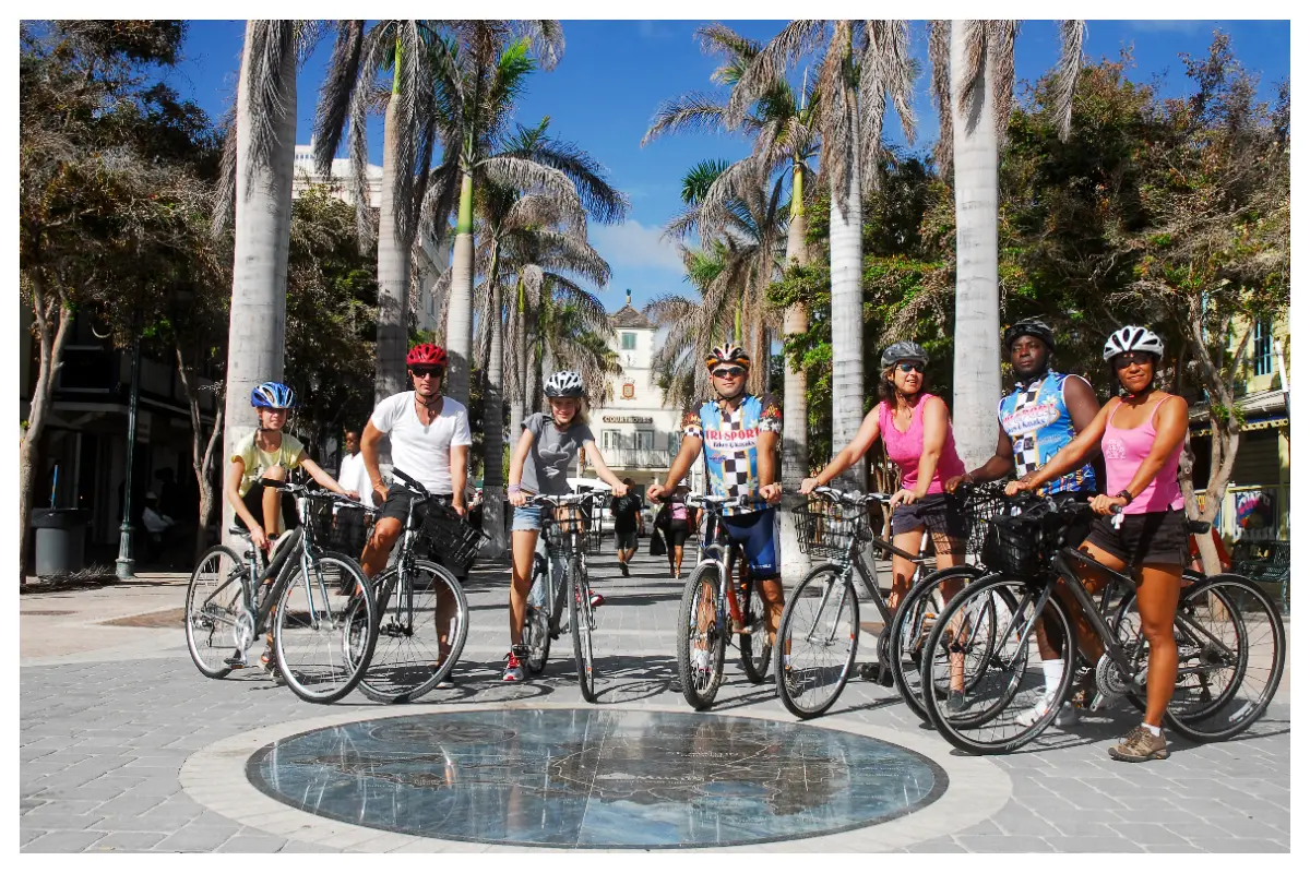 Bycicle Tours around Sint Maarten with Tri-Sport Eco Tourism at its best Cyclists riding through St. Maarten's coastal trails with Tri-Sport SXM.