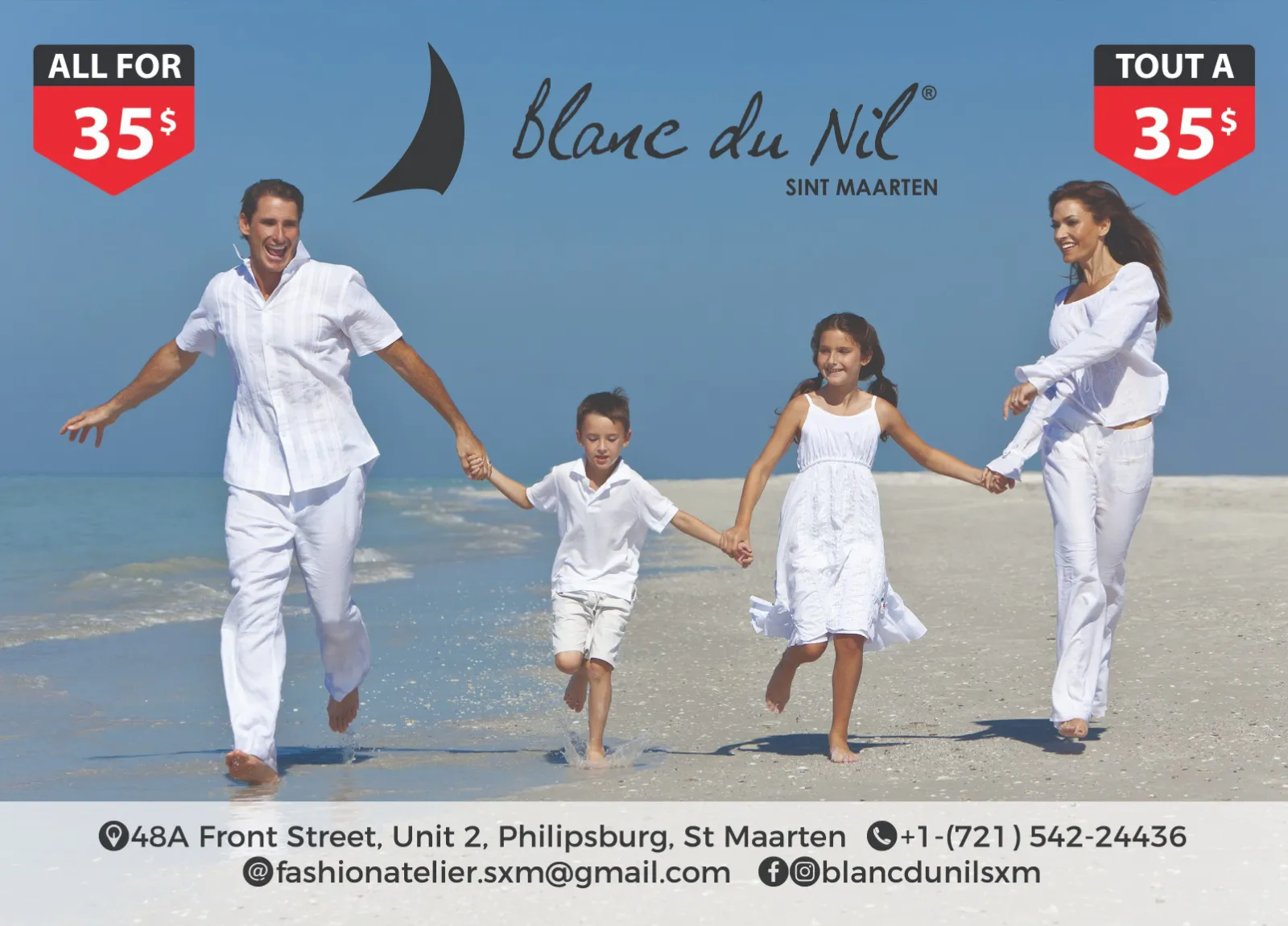 Blanc du Nil in Front Street St Maarten - High-Quality Cotton White clothes at only $35