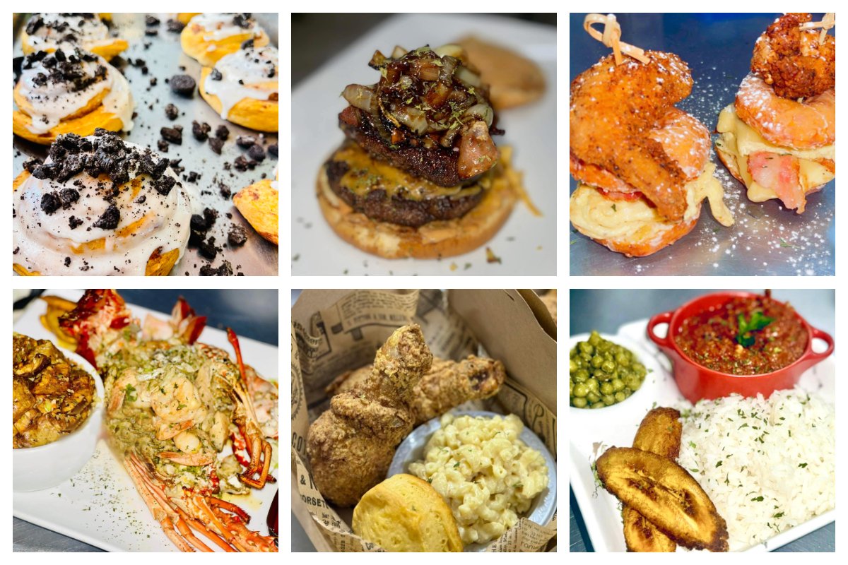 TJ's Cassava- Local aunthentic food like lobster rice and peas mac n cheese n white and corn beef, double beef burger_ Intro Food