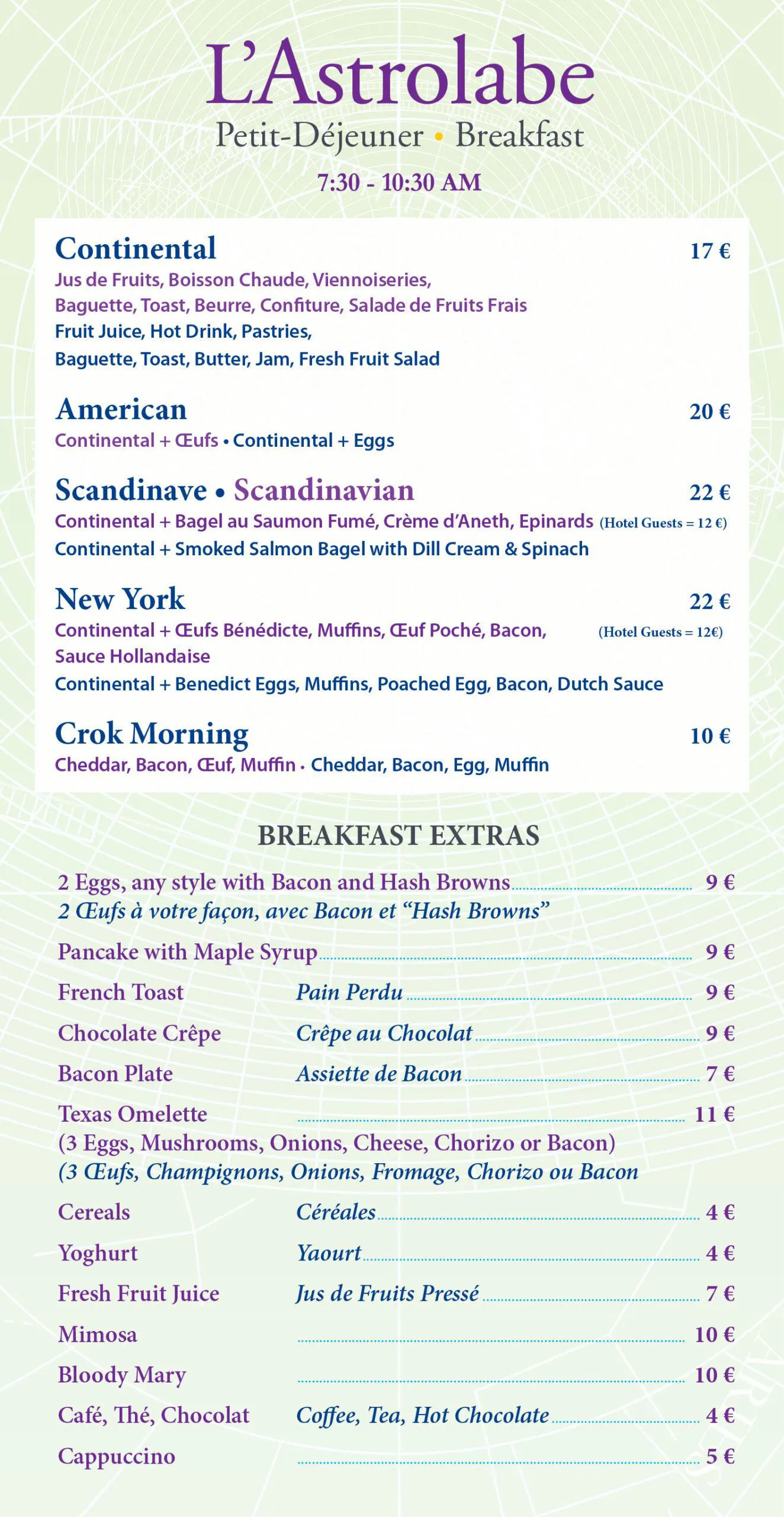 L'Astrolabe Menu - Soups, Appetizers and Salads