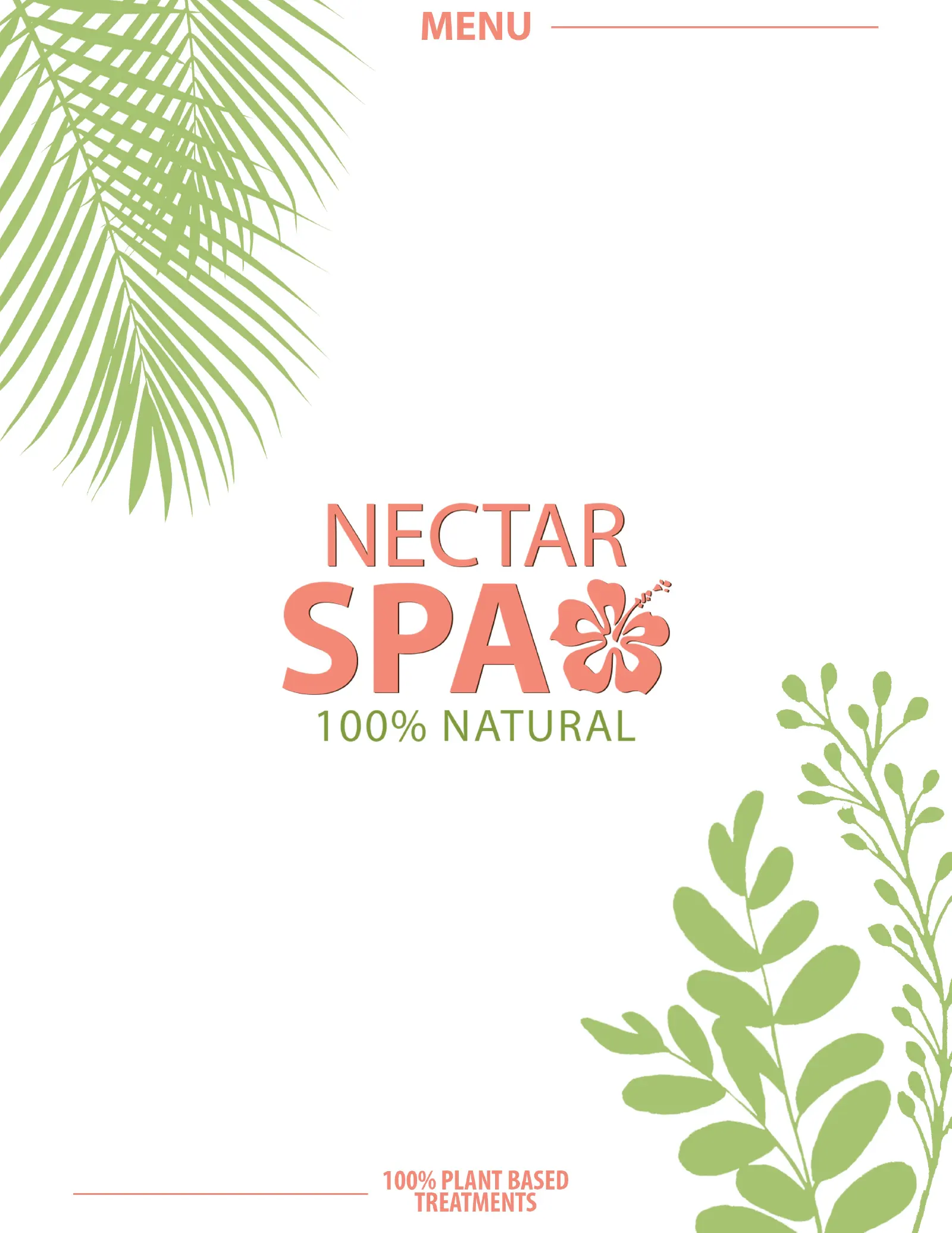 Nectar Spa 2025 menu featuring facials, massages, and body treatments in St. Maarten