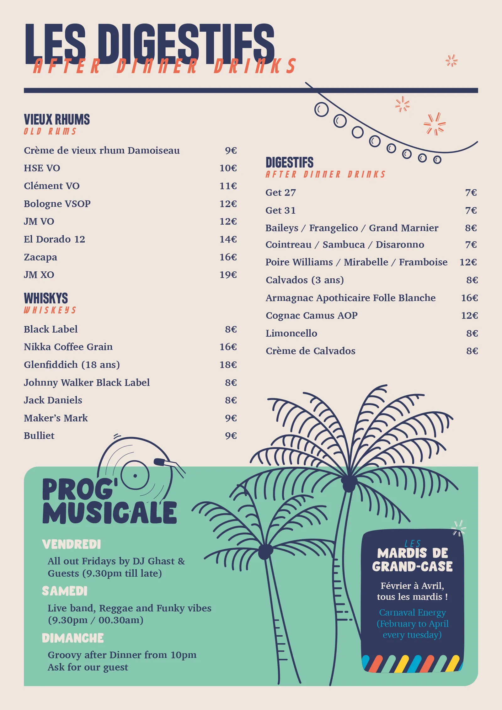 Menu After Dinner Drinks-Menu
