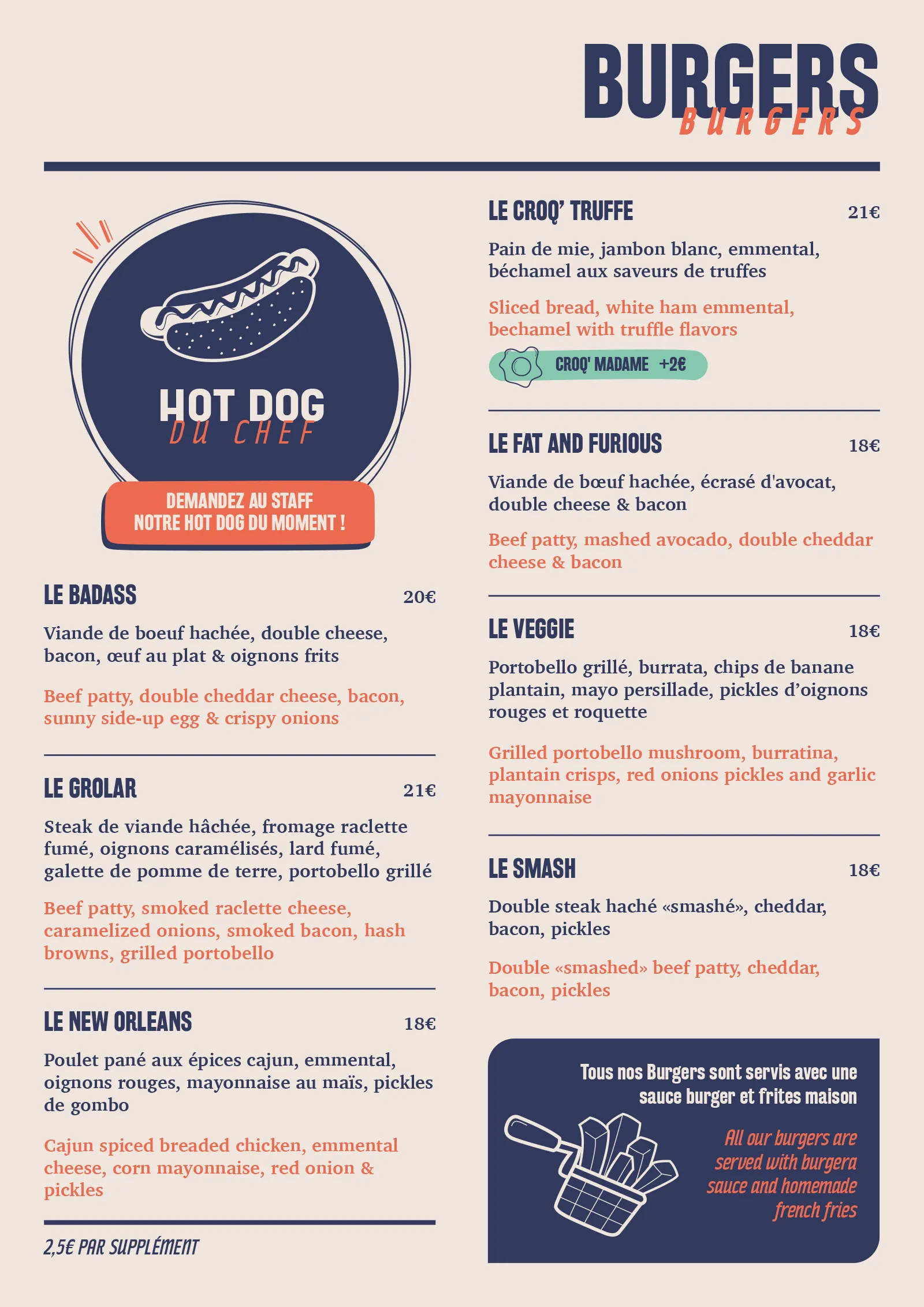 lue Martini Menu-entier-Burgers Menu