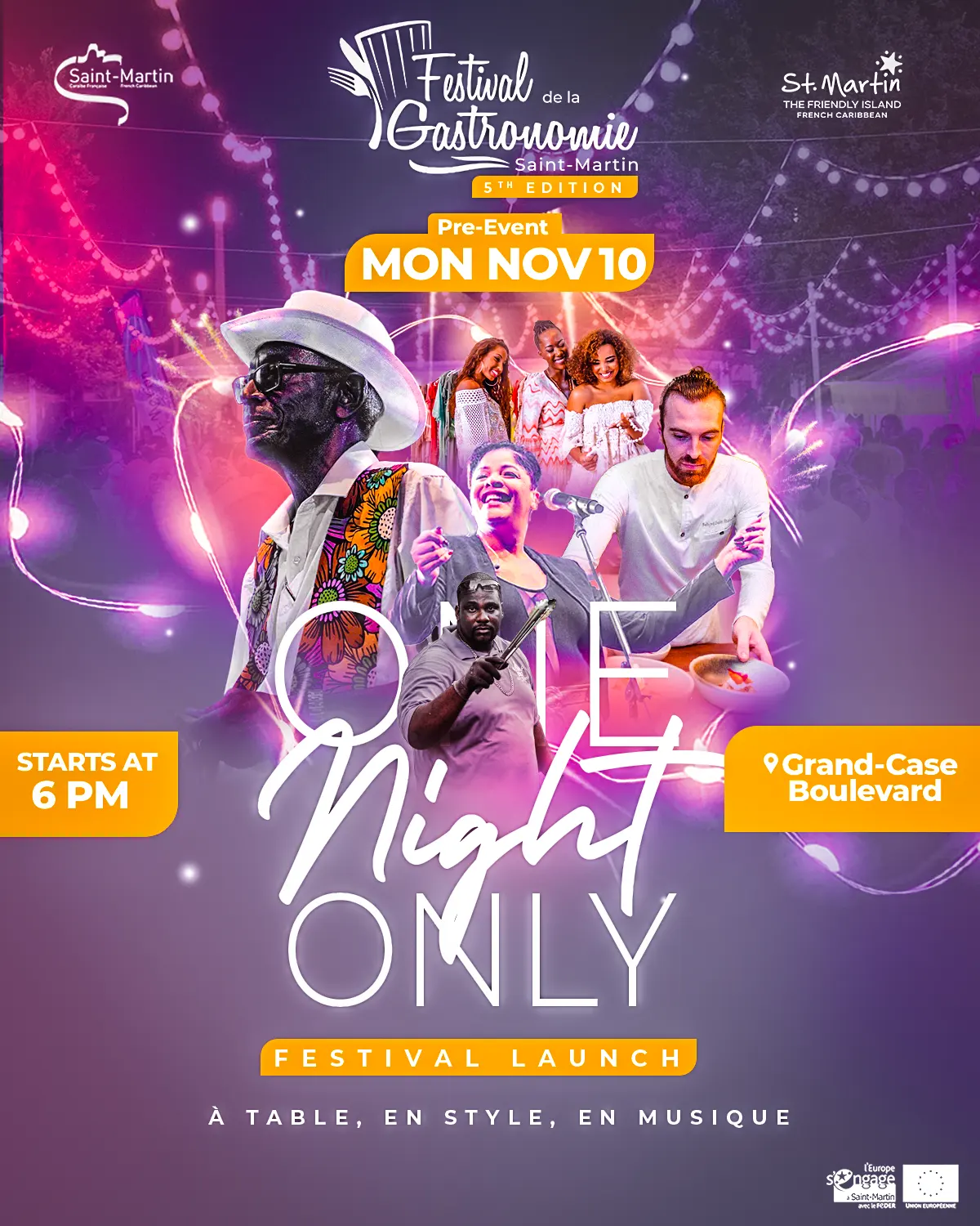 OnenightOnly event poster – tropical beach party, St Maarten