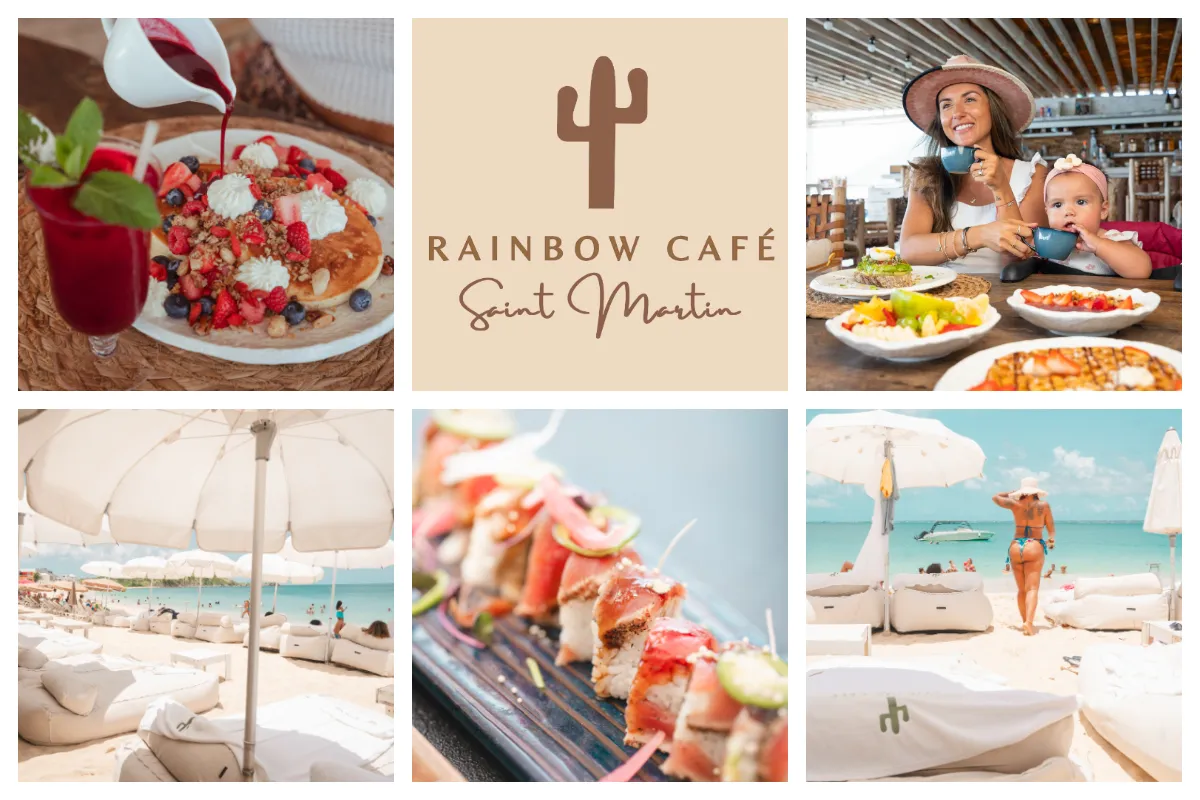 Rainbow Café - Grand Case -Beach Club & Rooftop Restaurant Bohemian chic interior
