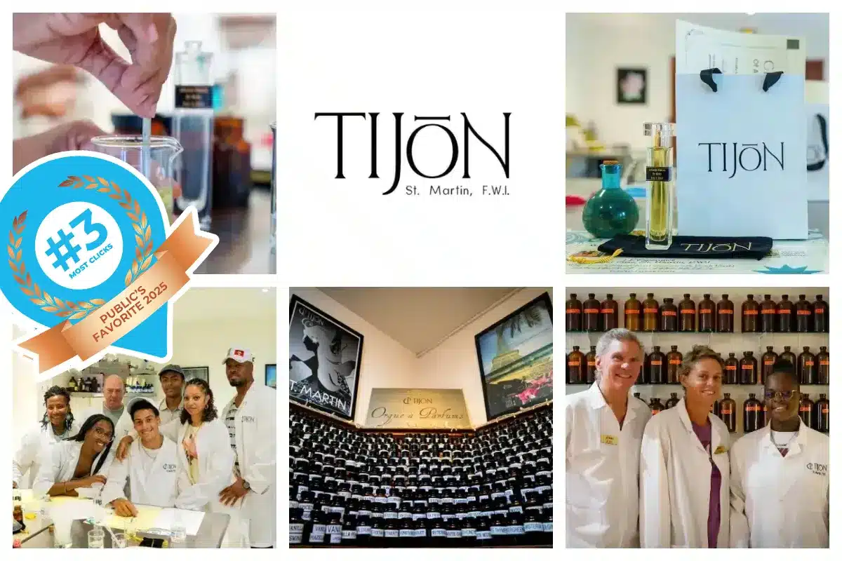Parfums Tijon - St. Martin / St. Maarten - Grand Case - Créez votre propre parfum, eau de Cologne, parfum, cours de fabrication de parfum. Boutique, souvenirs, parfums, bijoux.