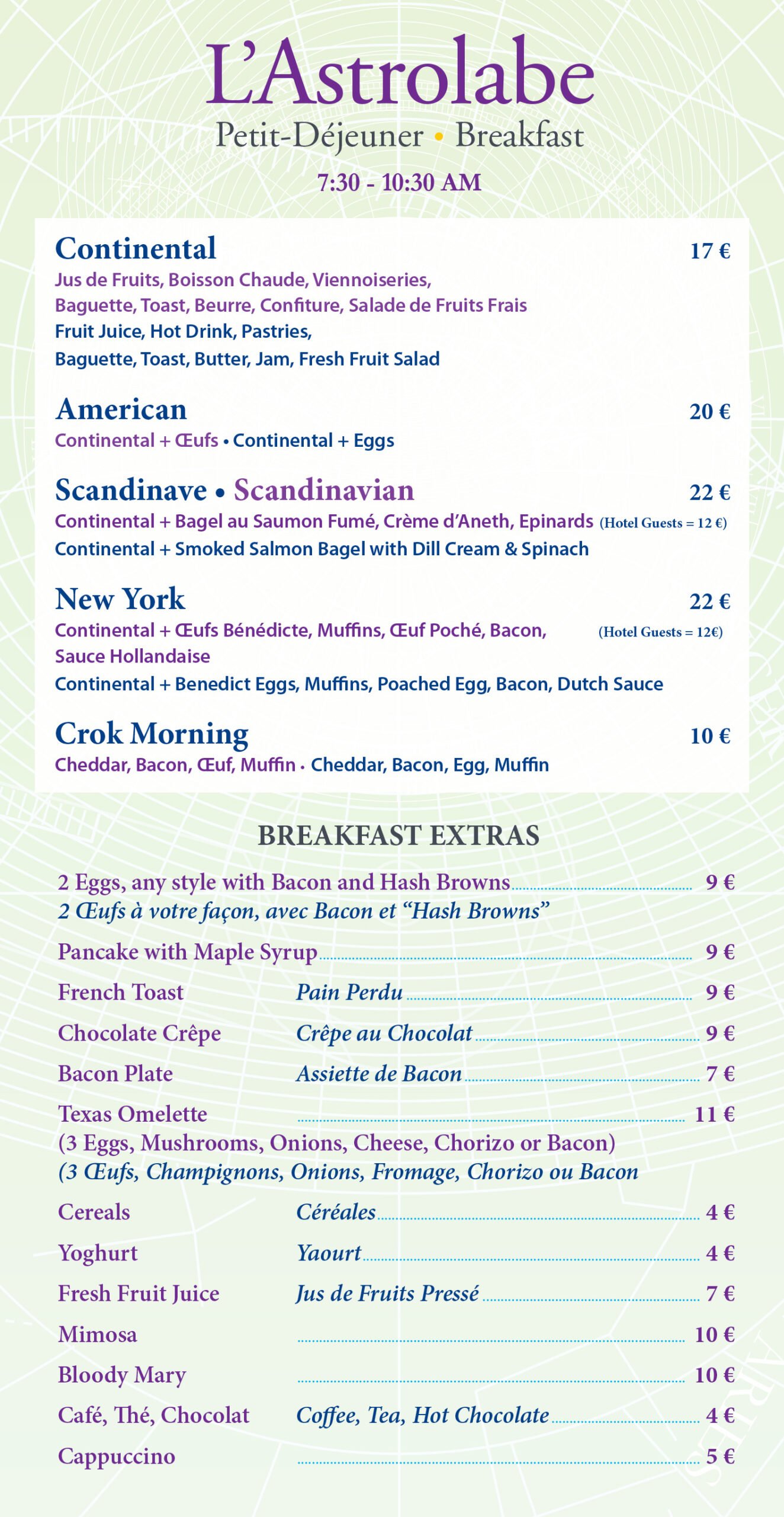 L'Astrolabe Menu - Menu Special for €59, Surf and Turf or Lobster Party at €42 per person, Kids Menu